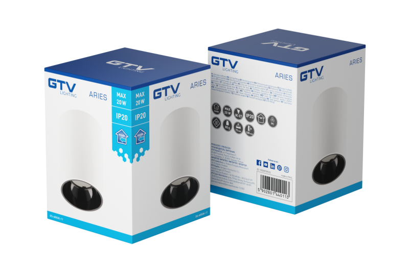 Decor Plafondarmatuur ARIES PC 73x105mm IP20 max 20W pyöreä valkoinen/musta. 1208963818