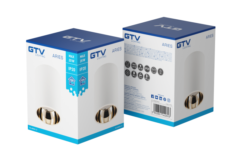 Deco-kattovalaisin ARIES PC 73x105mm IP20 max 20W pyöreä valkoinen/kulta. 1208963819