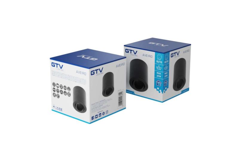 Decor Ceiling fixture AVEIRO aluminium 80x85mm IP20 max 20W round black 1208963830