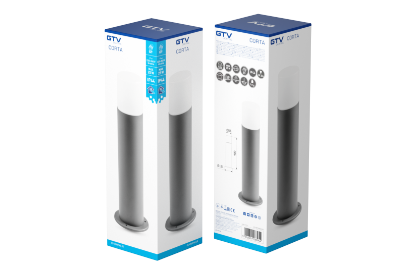 Decor Garden fixture CORTA-P 40 E27 MAX.25W IP44 AC220-240V 50-60Hz pole anthracite 1208963860