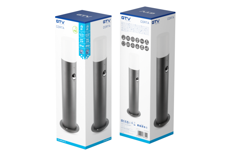 Decor Tuinarmatuur CORTA-P PIR 40 E27 MAX.25W IP44 AC220-240V 50-60Hz pylväs grafiitti. 1208963862