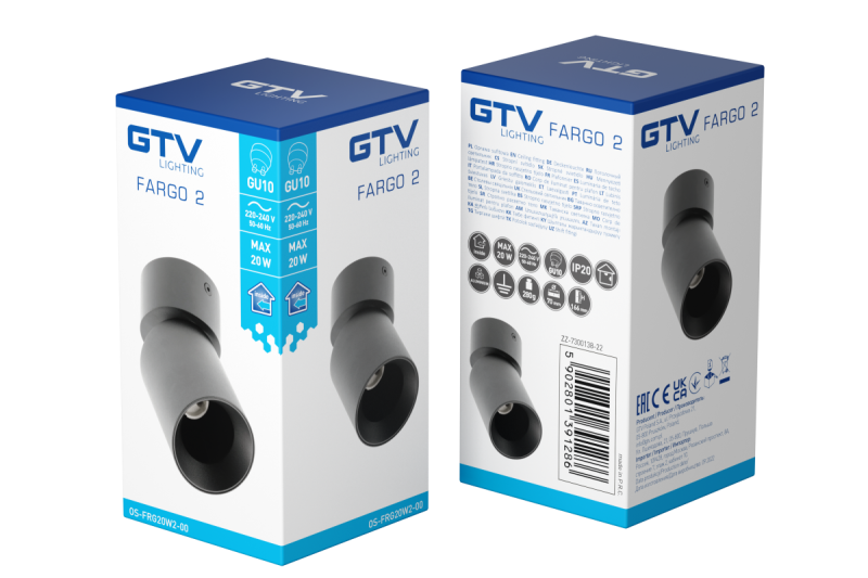 Deco Plafondivalaisin FARGO 2 alumiini 70x166mm IP20 max 20W pyöreä musta. 1208963880