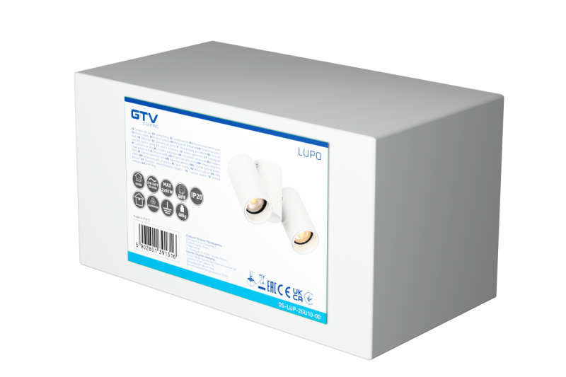 Decori kattovalaisin LUPO alumiini 17.5x5.6x11.5 IP20 2*GU10 max. 50W pyöreä valkoinen. 1208963925