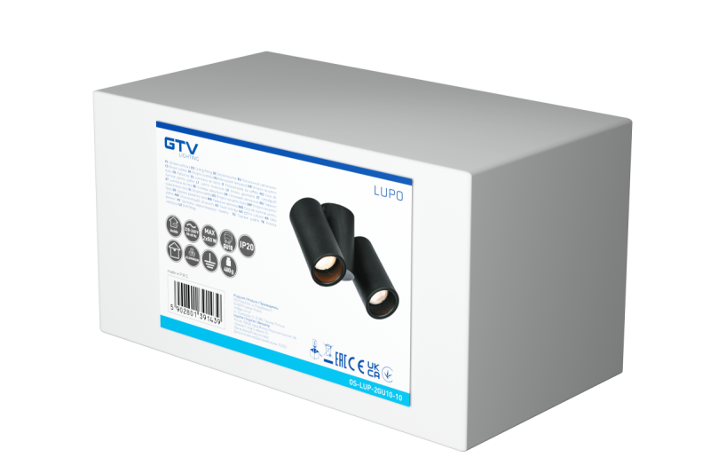 Decor Plafondarmatuuri LUPO alumiinia 17,5x5,6x11,5 IP20 2*GU10 maks. 50W pyöreä musta. 1208963926