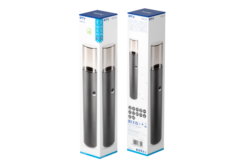 Sier Tuinverlichting MEDIO-P 50 PIR E27 MAX.15W IP54 AC220-240V 50-60Hz paalu grafiitti. 1208963940