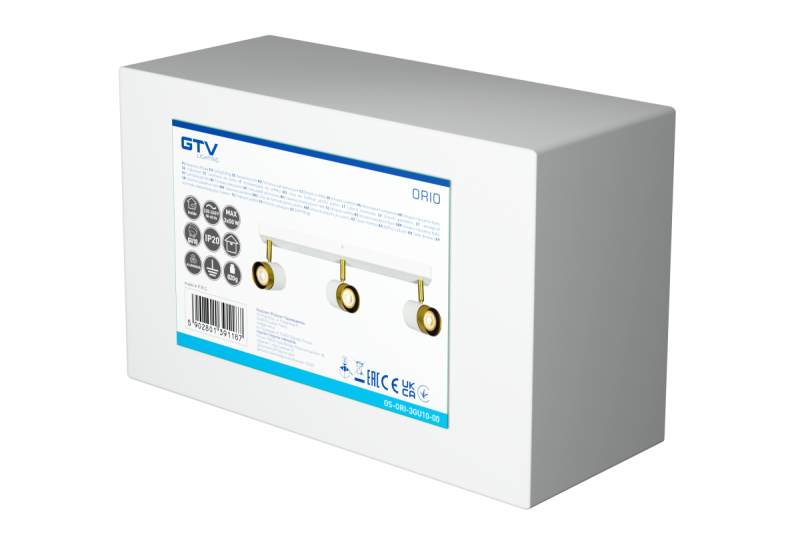 Decor Plafondarmatuur ORIO alumiini 43.0x5.5x14.0 IP20 3*GU10 max. 50W pyöreä valkoinen. 1208963966