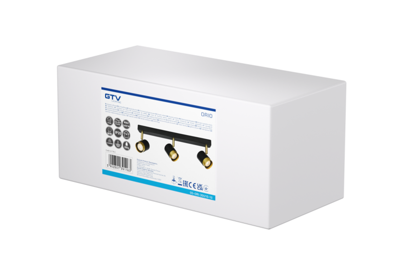 Decor Kattovalaisin ORIO alumiini 43,0x5,5x14,0 IP20 3*GU10 maks. 50W pyöreä musta. 1208963967