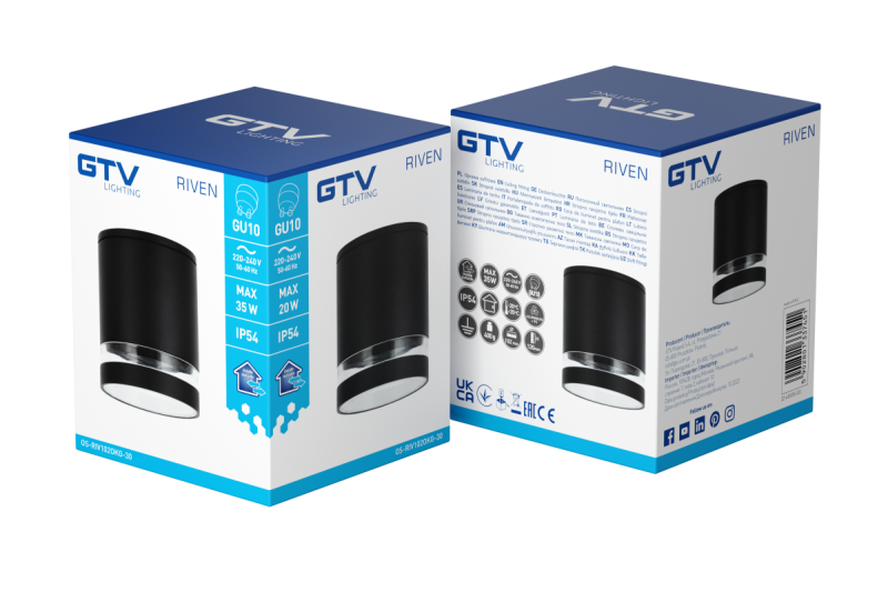 Décor plafondarmatuur RIVEN aluminium 102x120 IP54 MAX. 35W rond grafiet. 1208963984