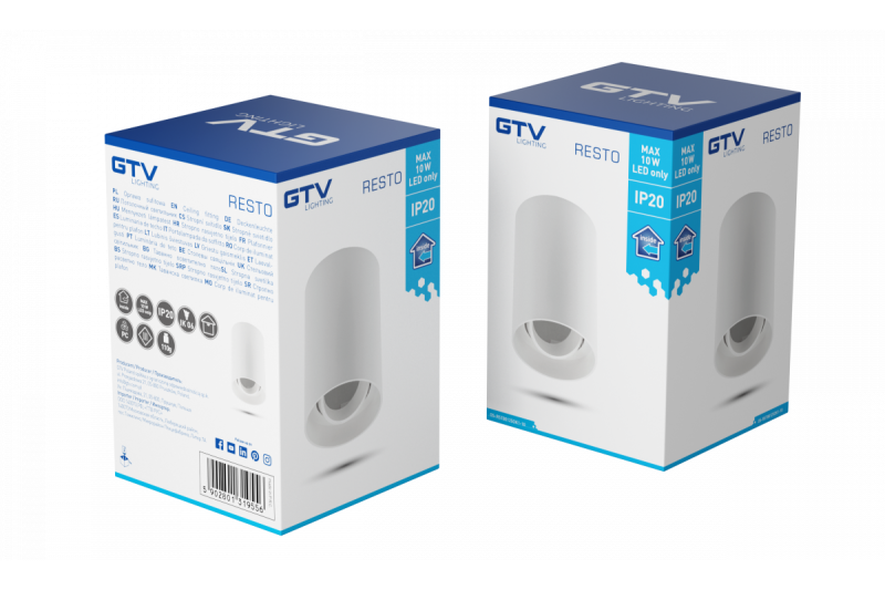 Decor Plafondlamp armatuur RESTO PC φ80x125mm IP20 max 20W pyöreä valkoinen. 1208963986