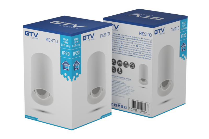 Decor Plafondlamp armatuur RESTO PC φ80x125mm IP20 max 20W pyöreä valkoinen. 1208963986