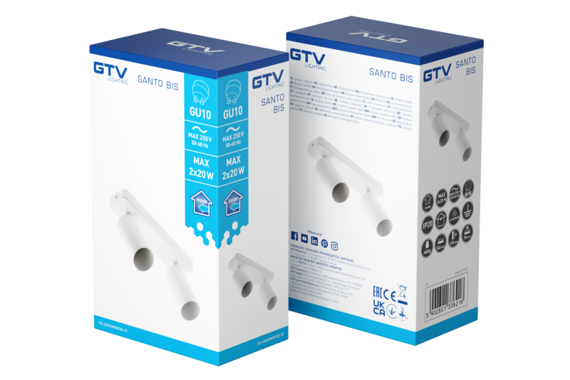 Santo Bis kattovalaisin alumiini IP20 max. 20W*2 kaksoispyöreä valkoinen. 1208964000