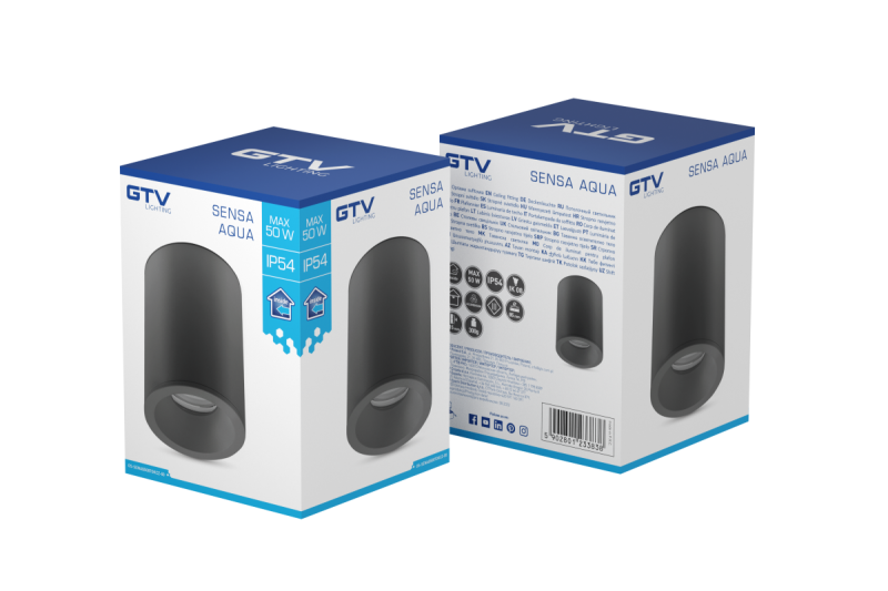 DECOR SENSA AQUA kattovalaisin, alumiini, 85x115, IP54, enintään 50W, pyöreä, musta. 1208964009