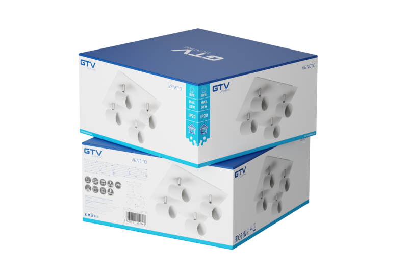 Koristeellinen kattovalaisin VENETO IP20 max. 20W 4 x GU10 pyöreä/neliö valkoinen. 1208964045