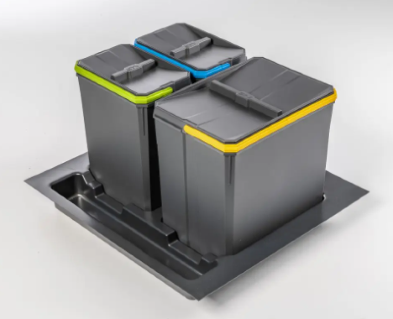 Garbi Basket B-60-3 sorting waste system for 60cm drawer including holder and 3 waste bins 1208964399