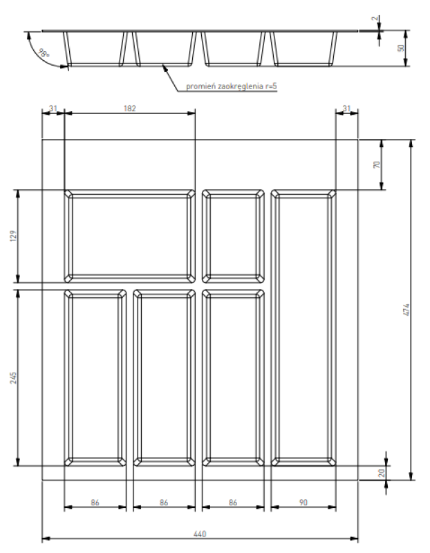 Decor Cutle Aterinlaatikko Keittiönlaatikkoon 500 Valkoinen 1208966375