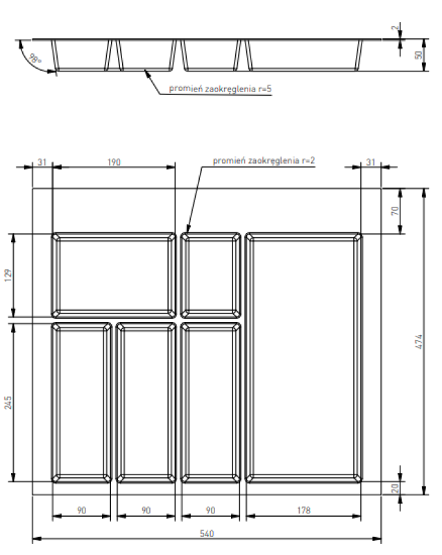 Decor Cutle Ruokailuvälinesisäosa Keittiönlaatikkoon 600 Valkoinen 1208966377