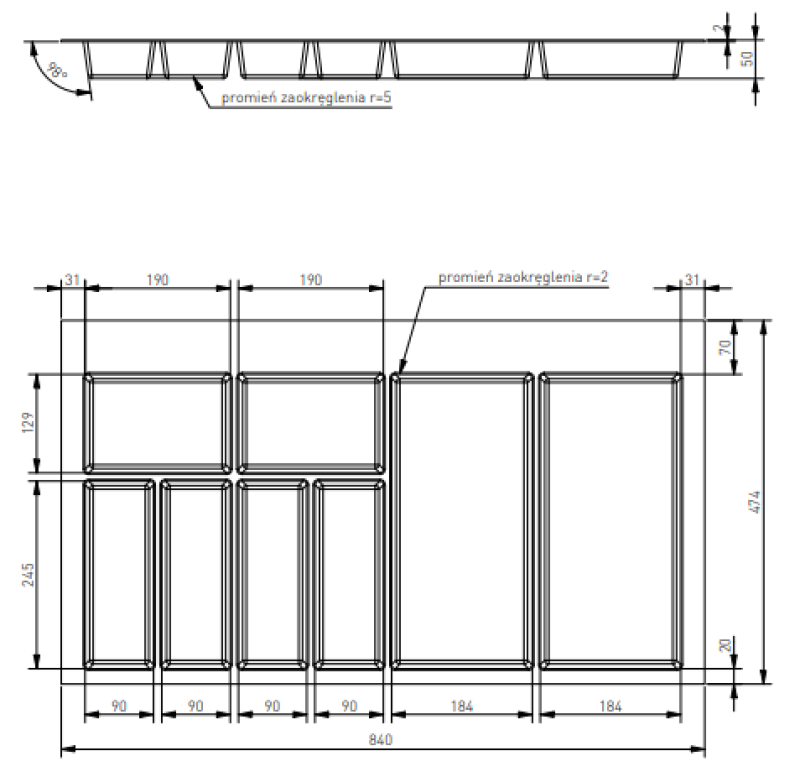 Decor Cutle Aterinlaatikko Insert Keittiölaatikkoon 900 Valkoinen 1208966381