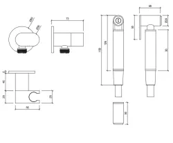 Waterevolution Flow Bidet käsisuihkusarja PVD vaalea kulta T1626WGE