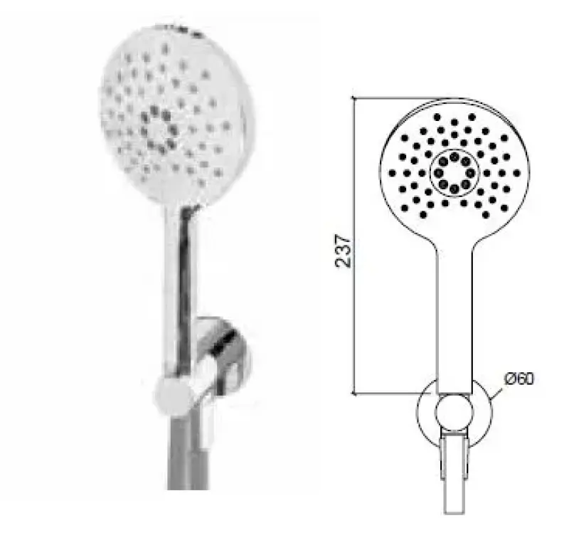 Waterevolution Flow round hand shower set complete with wall connection gun metal T1621RGME