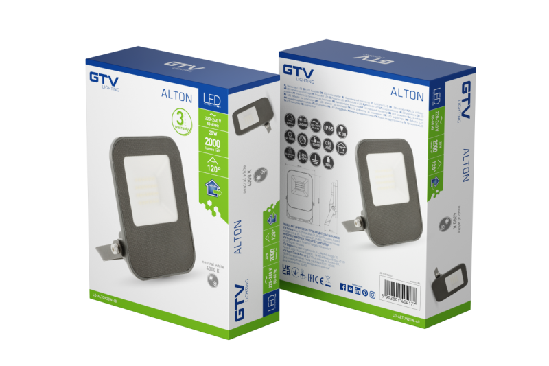 Floodlight ALTON, LED, 20W, 2000lm, 4000K, AC220-240V, IP65 1208966956