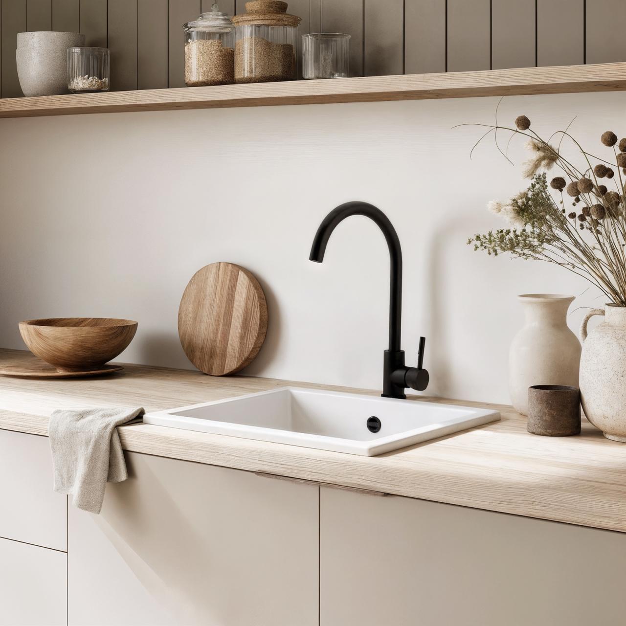 GraniteMy Universal granite white sink 34x40 cm white top-mounted undermount and flush-mount with stainless steel plug 1208967107 - Productafbeelding 2