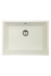 GraniteMy Universal granieten witte gootsteen 55x40 cm wit bovenbouw, onderbouw en vlakbouw met roestvrijstalen plug 1208967109