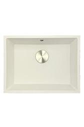 GraniteMy Universal granieten witte gootsteen 55x40 cm wit bovenbouw, onderbouw en vlakbouw met roestvrijstalen plug 1208967109