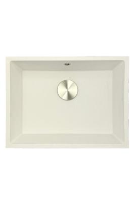 GraniteMy Universal granieten witte gootsteen 55x40 cm wit bovenbouw, onderbouw en vlakbouw met roestvrijstalen plug 1208967109