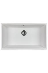 GraniteMy Universele grote witte granieten spoelbak 74x40 cm wit, geschikt voor opbouw, onderbouw en vlakbouw, met roestvrijstalen plug 1208967111