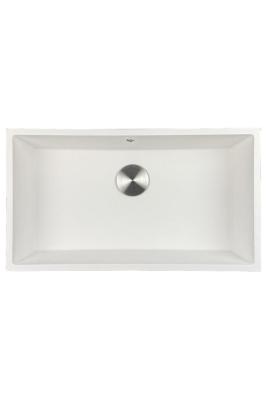 GraniteMy Universele grote witte granieten spoelbak 74x40 cm wit, geschikt voor opbouw, onderbouw en vlakbouw, met roestvrijstalen plug 1208967111