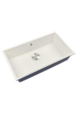 GraniteMy Universele grote witte granieten spoelbak 74x40 cm wit, geschikt voor opbouw, onderbouw en vlakbouw, met roestvrijstalen plug 1208967111