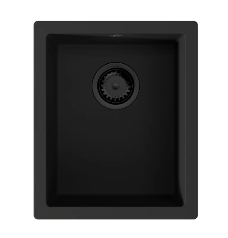 GraniteMy Universal granite black sink 34x40 cm black surface-mounted, under-mounted, and flush-mounted with black plug 1208967143