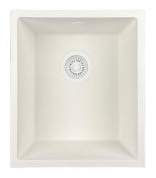 GraniteMy Universeel granieten witte gootsteen 34x40 cm wit opbouw, onderbouw en vlakbouw met witte stop 1208967146