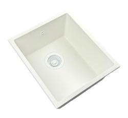 GraniteMy Universeel granieten witte gootsteen 34x40 cm wit opbouw, onderbouw en vlakbouw met witte stop 1208967146