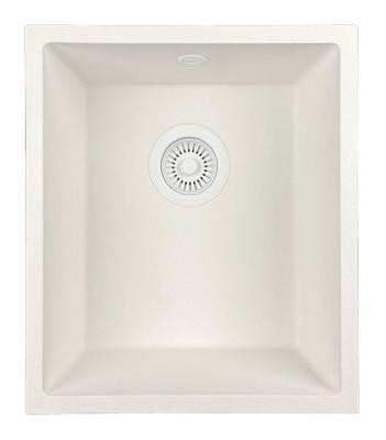 GraniteMy Universeel granieten witte gootsteen 34x40 cm wit opbouw, onderbouw en vlakbouw met witte stop 1208967146