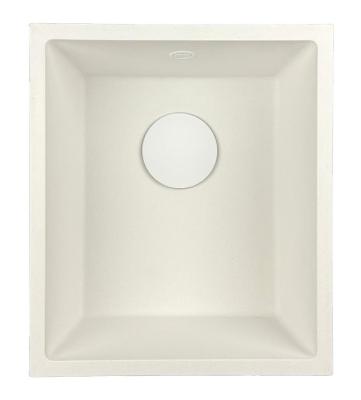GraniteMy Universeel granieten witte gootsteen 34x40 cm wit opbouw, onderbouw en vlakbouw met witte stop 1208967146