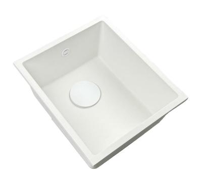 GraniteMy Universeel granieten witte gootsteen 34x40 cm wit opbouw, onderbouw en vlakbouw met witte stop 1208967146