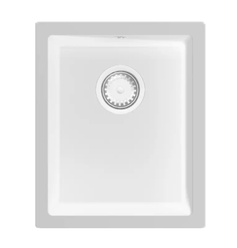 GraniteMy Universal granite white sink 34x40 cm white top-mounted, undermount and flush-mount with white plug 1208967146