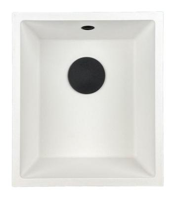 GraniteMy Universele witte granieten spoelbak 34x40 cm valkoinen asennus päältä, alta ja tasoon mustalla tulpalla 1208967147