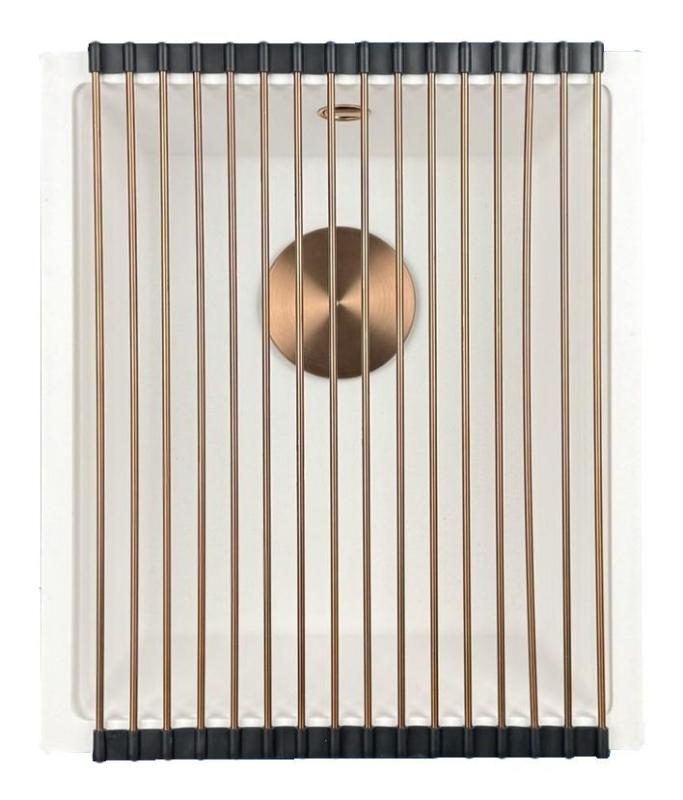 GraniteMy Universal granite white sink 34x40 cm white top-mounted, undermount and flush-mount with copper plug 1208967148