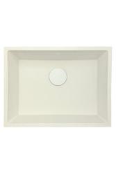 GraniteMy Universele granieten witte gootsteen 55x40 cm wit, opbouw, onderbouw en vlakbouw met witte plug 1208967153