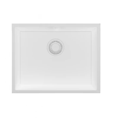 GraniteMy Universele granieten witte gootsteen 55x40 cm wit, opbouw, onderbouw en vlakbouw met witte plug 1208967153