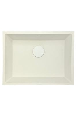 GraniteMy Universele granieten witte gootsteen 55x40 cm wit, opbouw, onderbouw en vlakbouw met witte plug 1208967153