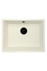 GraniteMy Universele granieten witte spoelbak 55x40 cm wit opbouw, onderbouw en vlakbouw met zwarte plug 1208967154