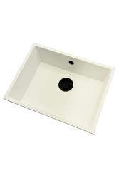 GraniteMy Universele granieten witte spoelbak 55x40 cm wit opbouw, onderbouw en vlakbouw met zwarte plug 1208967154