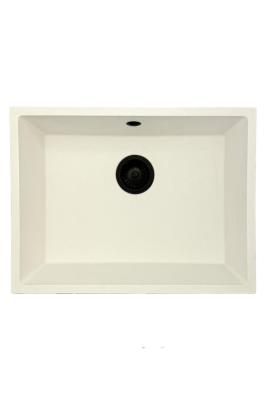GraniteMy Universele granieten witte spoelbak 55x40 cm wit opbouw, onderbouw en vlakbouw met zwarte plug 1208967154