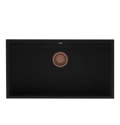 GraniteMy Universal suuri musta graniittiallas 74x40 cm päältä asennettava, alta asennettava ja tasoon asennettava kuparitulppa 1208967158