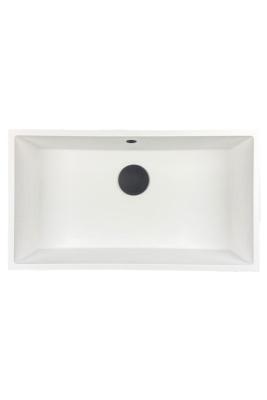 GraniteMy Universele granieten grote witte gootsteen 74x40 cm wit opbouw, onderbouw en vlakbouw met zwarte plug 1208967161