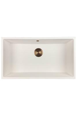 GraniteMy Universele granieten grote witte spoelbak 74x40 cm wit opbouw onderbouw en vlakbouw met koperen plugi 1208967162