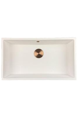 GraniteMy Universele granieten grote witte spoelbak 74x40 cm wit opbouw onderbouw en vlakbouw met koperen plugi 1208967162